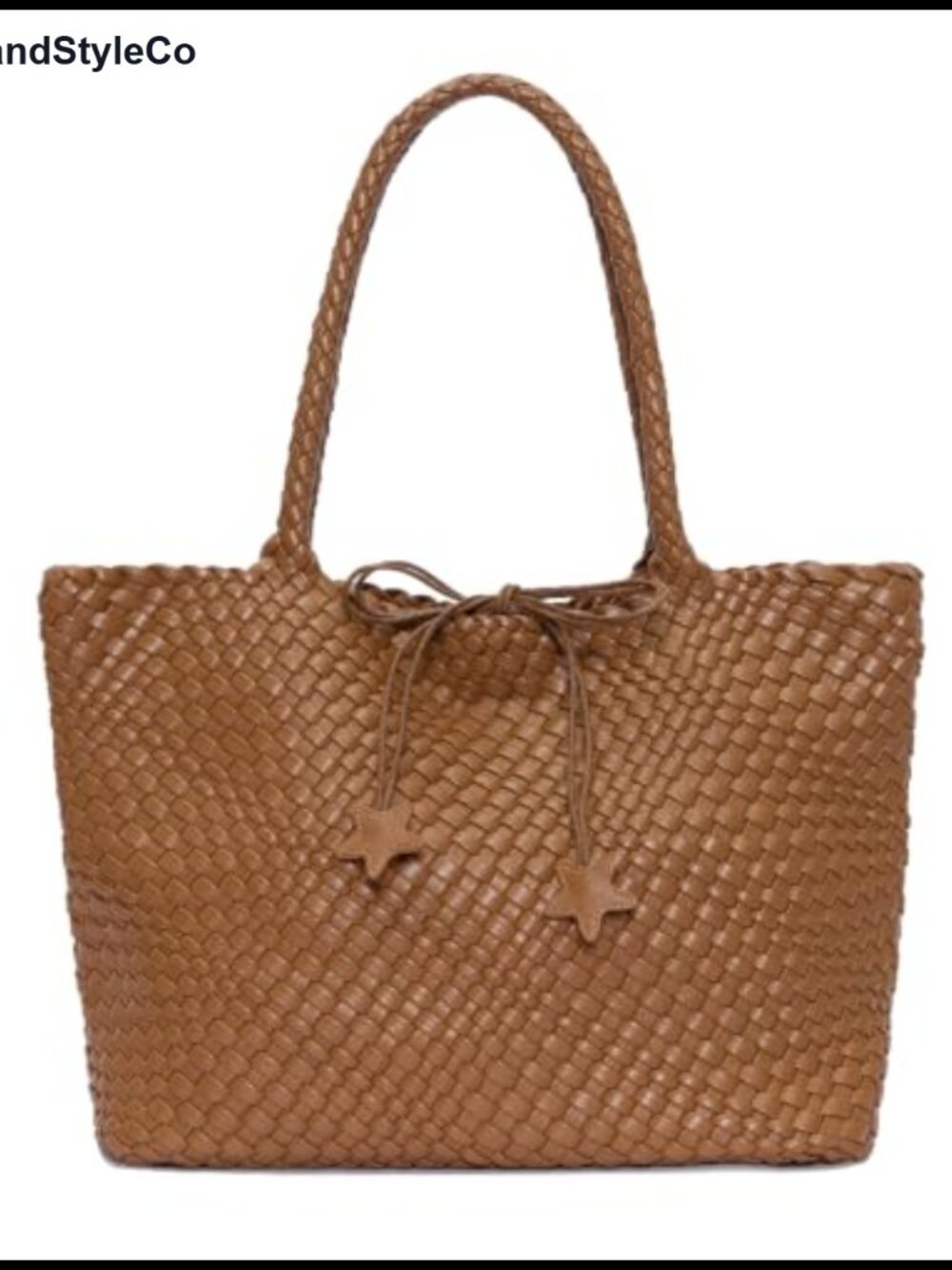 Faux Leather Woven Tote Handbag Set Large Handwoven Shoulder Purse with Pouch